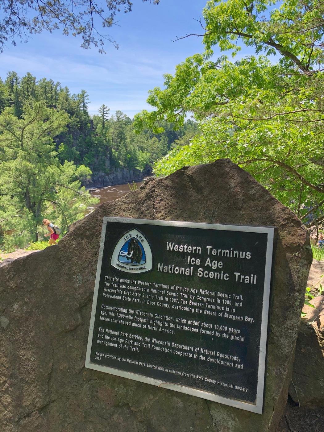 The Western Terminus marker of the Ice Age National Scenic Trail at St. Croix Falls