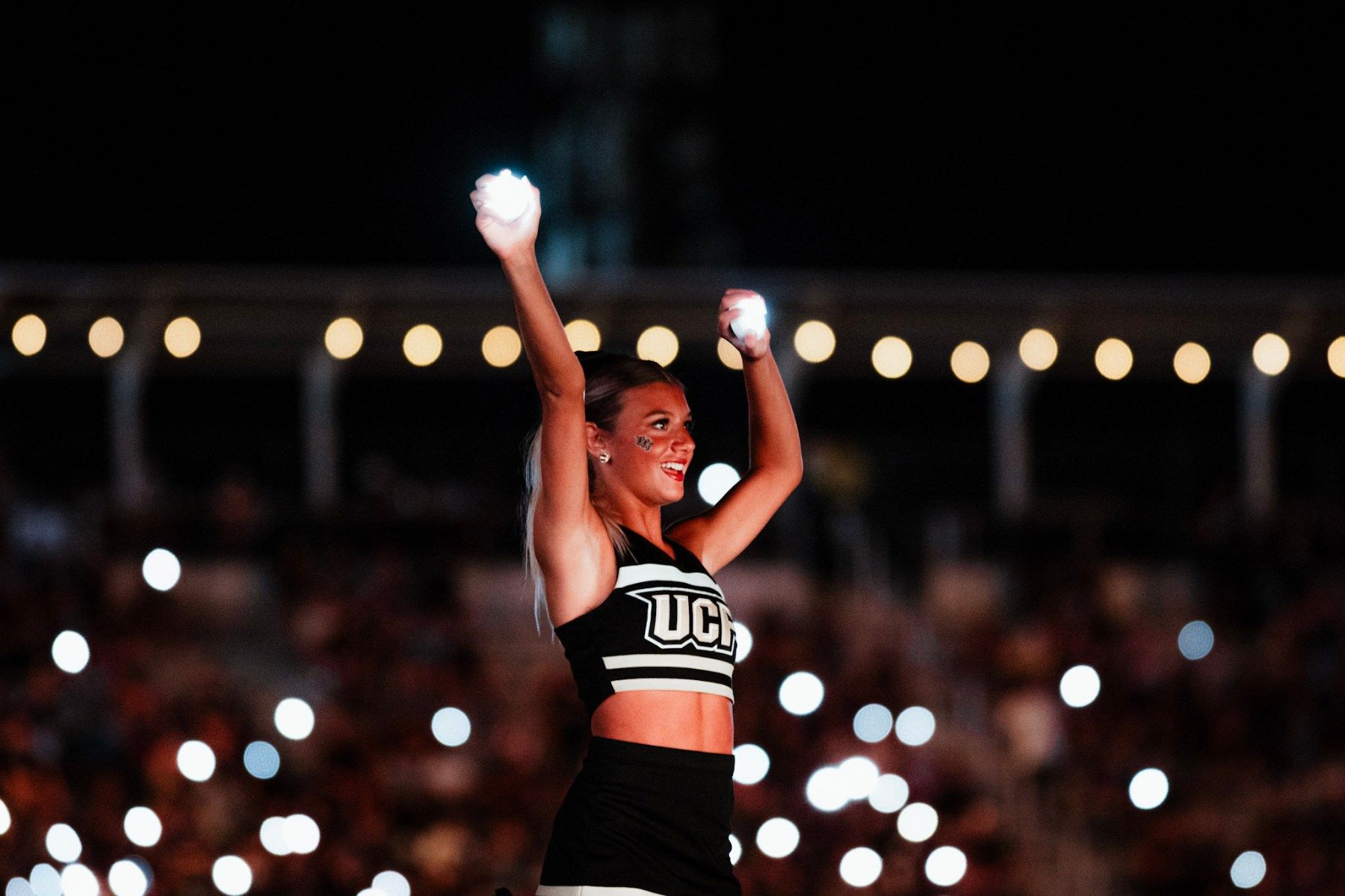 UCF dance team under the stadium lights