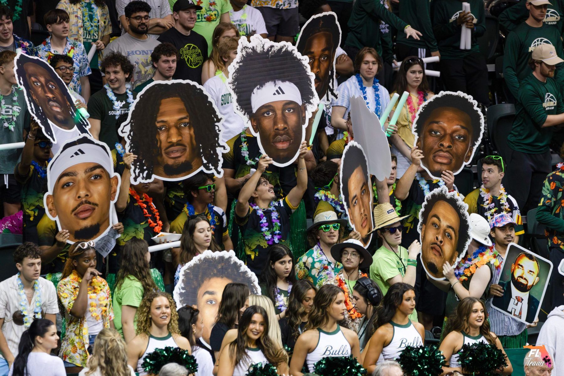 USF fans with big head cutouts