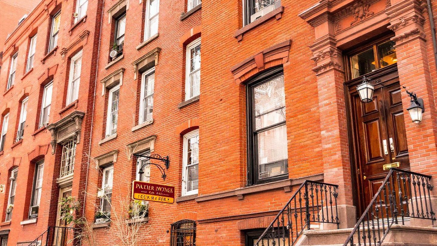 Brick residential buildings on a New York street